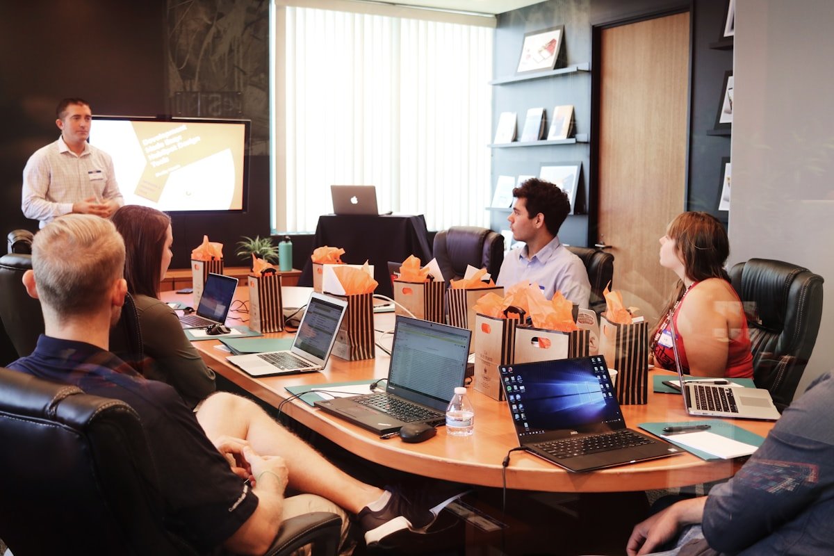 Business team with devices